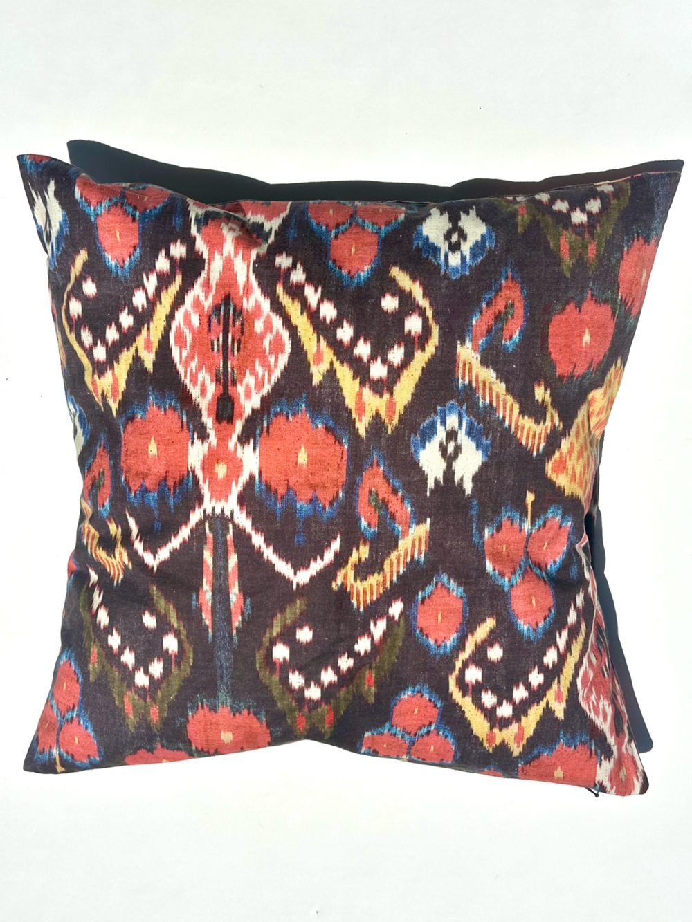 Pottery Barn Linen Cotton Ikat Pattern Throw Pillow - Red Brown Orange, 20x20” - Picture 2 of 6